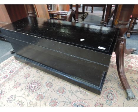 A traditional wooden painted toolbox and vintage tools etc