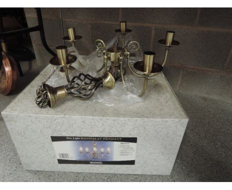 A boxed modern Mandalay five light pendant light fitting (as new)
