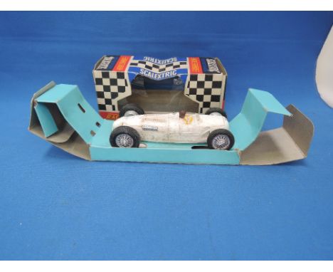 A Scalextric race tuned Auto Union (1936) racing car in white, with original box