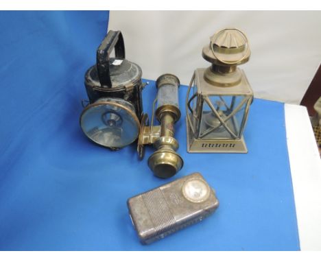 Four vintage carriages and similar lamps including British Rail and GWR
