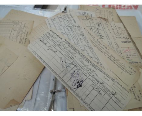A folder of vintage railway waybills, receipts etc