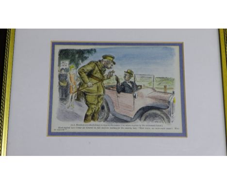 After Wallis Mills Comical AA print, in glazed frame 20 x 15cm