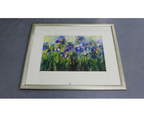 Irises, a contemporary framed print 85 x 100cm 