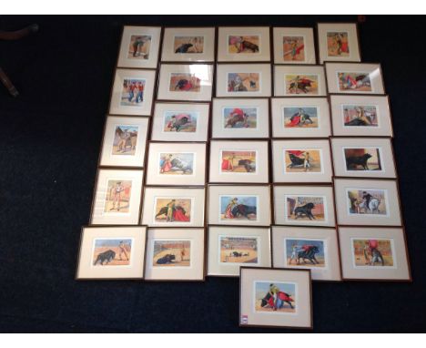J A Wilkinson - a set of 30 framed watercolours illustrating the stages of a Spanish bullfight, each numbered and titled, sig
