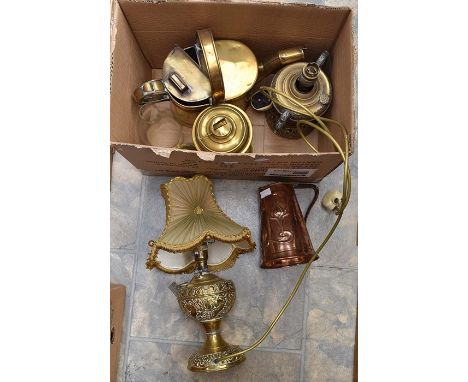 Brass lamp, plant feeder oil lamp and brass Liberty style water jug