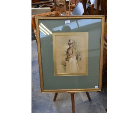 Group of four pictures comprising a watercolour study of a woman, signed B Jessop Mackei 1891, 30 x 23 cm, along with a furth