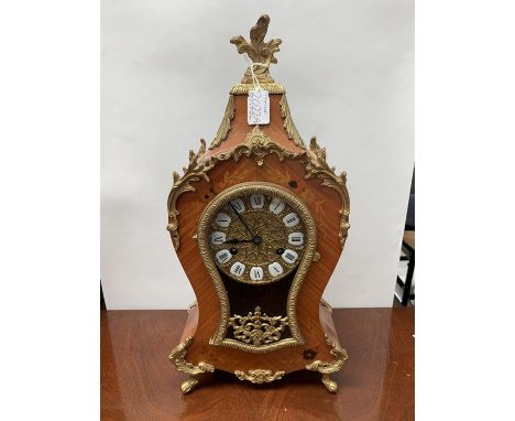 A German FHS Rococo style mantel clock; oak mantel clocks including Napoleon hat style; barometers; etc&nbsp;