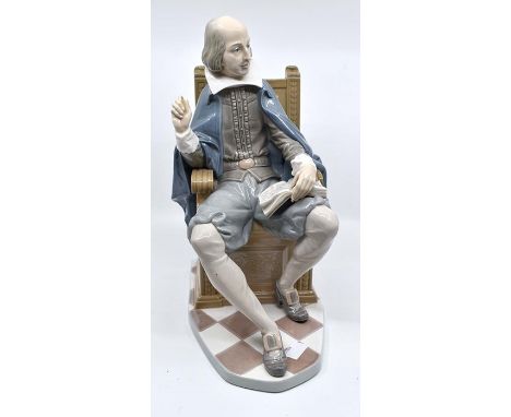 A Lladro porcelain limited edition figure of William Shakespeare, modelled by J.Ruiz, number 398, modelled seated in a chair 