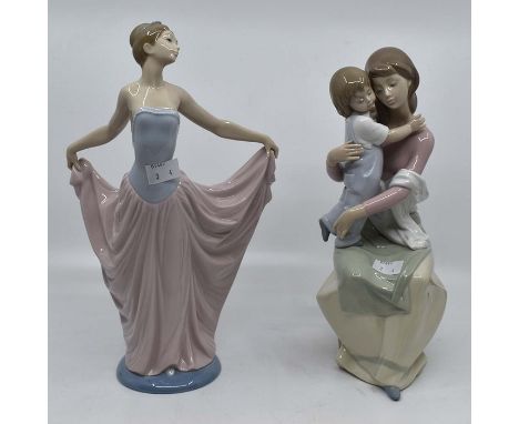 Two Lladro figures along with Nao lady figure and Nao lamp