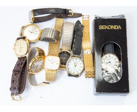 A collection of watches to include a Russian USSR vintage Poljot De Luxe Automatic 1960's gentleman's wristwatch, gold plated