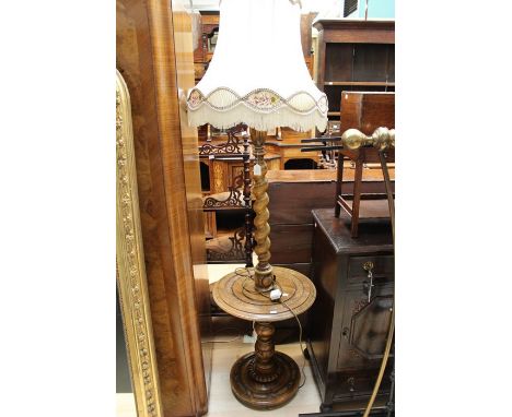 A circa 1930/40's barley twist butlers standard lamp with shade