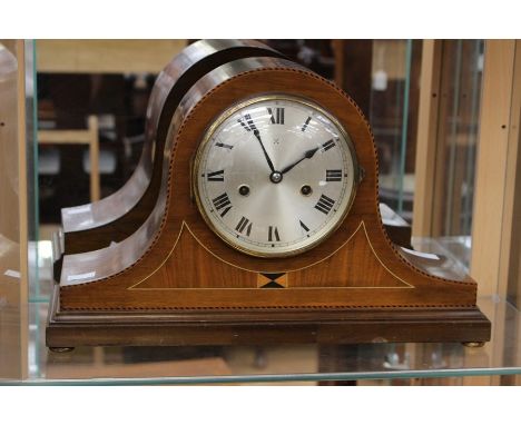 An early 20th Century mahogany and inlaid eight day mantel clock, circa 1915