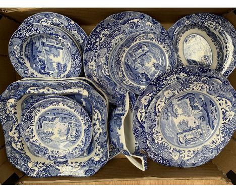 A collection of modern blue and white Spode, some with chips, only three or four pieces