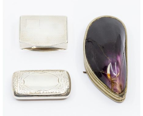 A Georgian style oblong snuff box, the body profusely engraved with foliage, the cover with vacant shaped cartouche, by&nbsp;