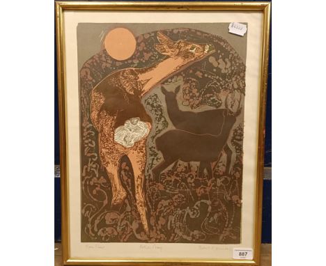 Robert R Greenhalf, Roe Deer, artists proof, 47 x 35 cm 