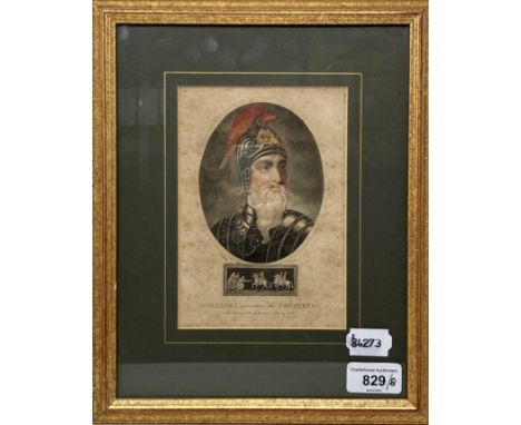 A set of six prints, Kings of England, 17 x 12 cm, R W Miliken, print, signed in pencil, 33 x 42 cm, and a print of a yacht r