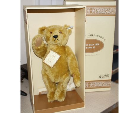 Four limited edition Steiff teddy bears; Teddy Bear 1908 Blond 40, 1911 Replica, Teddy Bear brown tipped 35 1995 and Teddy Be