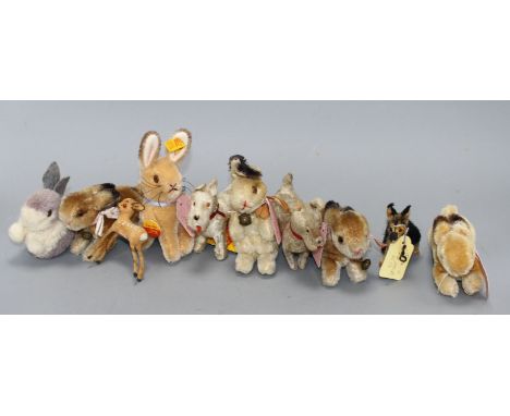 Ten assorted vintage soft toy animals including Steiff Condition:- Steiff 'Timmy' rabbit 1990's - with tag button and both ca