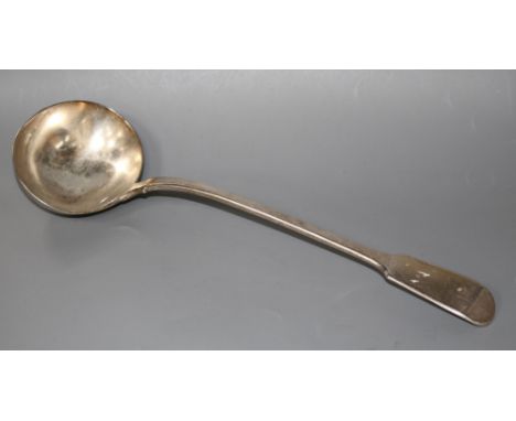 A Victorian silver fiddle pattern soup ladle, by William Eaton, London, 1845, 34.5cm, 10 oz.Condition: A couple of minor knoc