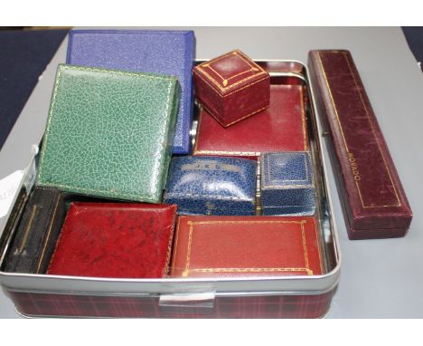 Nine assorted jewellery boxes and a Movado watch box. Condition: Some in typically used condition.