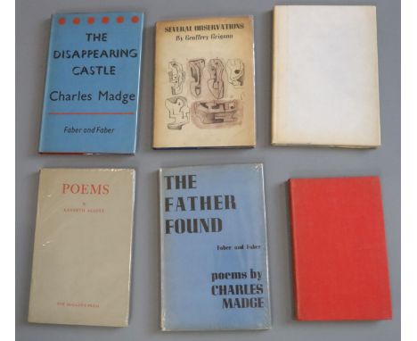 British Poetry:- Madge, Charles - The Disappearing Castle, 8vo, red cloth, with dj, London, 1937; The Father Found, with dj, 