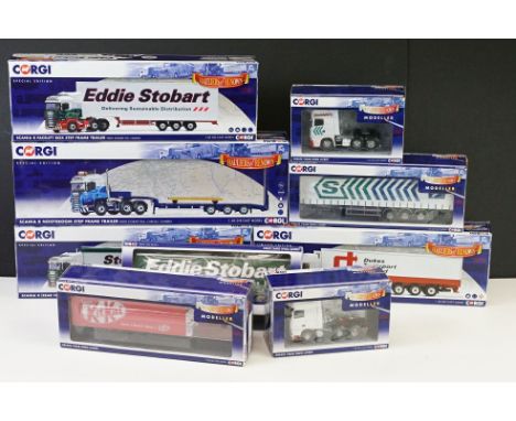 Nine boxed ltd edn 1/50 scale Corgi haulage diecast models to include 4 x Hauliers Of Renown models featuring CC13745 Eddie S