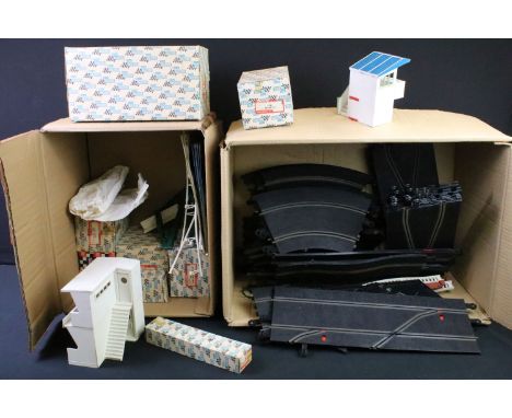 Collection of eight boxed Triang Scalextric buildings, accessories and scenery to include A209 Grandstand, A202 Racing Pit, A