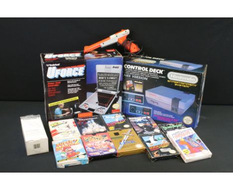Retro Gaming - A NES Nintendo Entertainment System games console (boxed, with Mario Bros game, 2 controllers &amp; cables), t