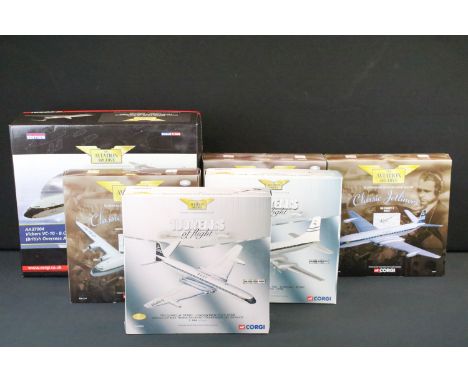 Six boxed 1/144 scale Corgi The Aviation Archive diecast models to include 2 x Classic Propliners featuring AA30401 Lockheed 