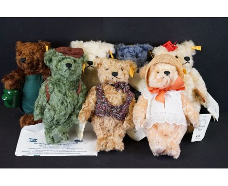 Steiff - Collection of seven Steiff Danbury Mint teddy bears to include 654596 Monday's Bear Fair Of Face, 654602 Tuesday's B