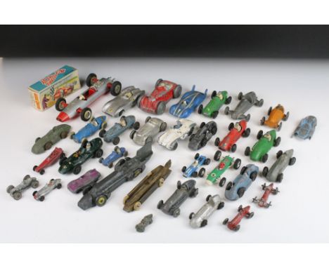 33 Play worn mid 20th C diecast &amp; metal models to include Crescent Toys, Dinky, Marx, Triang &amp; Timpo Toys examples, f