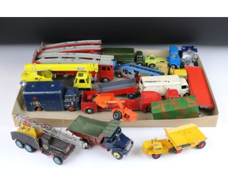 18 Mid 20th C play worn diecast models to include Dinky, Corgi &amp; Matchbox, featuring Dinky 985 Trailer For Car Carrier, D