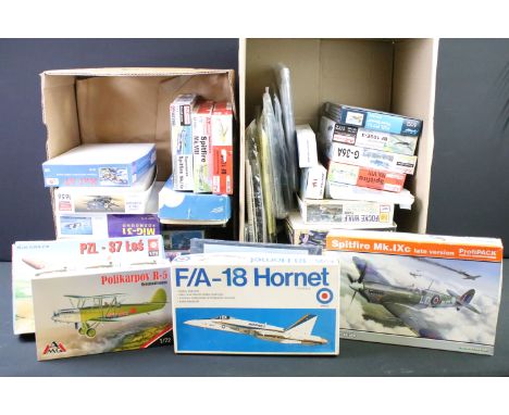 34 Boxed &amp; unbuilt plastic model kits, 1:48 to 1:72 scale, to include AZ Model (AZ 7295, AZ7518, AZ 7322, AZ 7660, etc), 