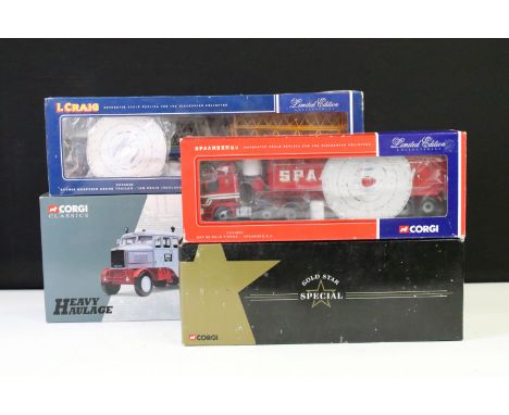 Collection of four boxed Corgi haulage diecast models to include 2 x ltd edn Collectables models featuring CC12218 Scania Dro