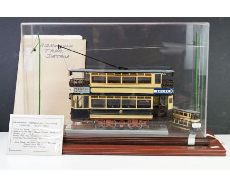 Brass, Copper &amp; plastic built 3.6 gauge scale model of a 1911/12 Birmingham Corporation Tramcar with LGB Lehmann power un