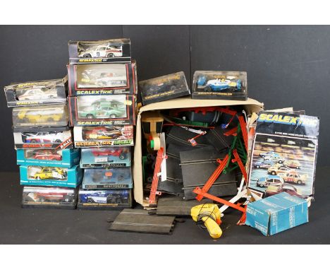 Collection of various Scalextric slot cars and other related items to include 15 x boxed / cased Scalextric models to include