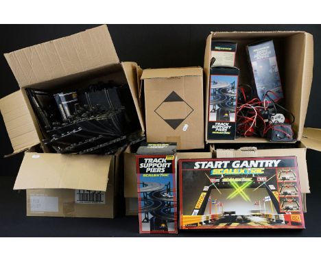 Large quantity of Scalextric accessories to include various track, 5 x boxed Track Support Piers, 4 x C281 Motorcycle combo s