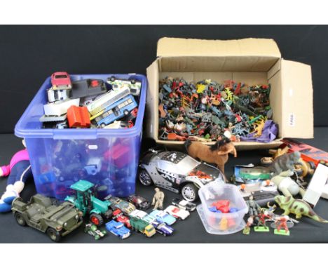 Collection of mixed toys to include a large quantity of play worn diecast models (including Matchbox King Size, Corgi, Mattel