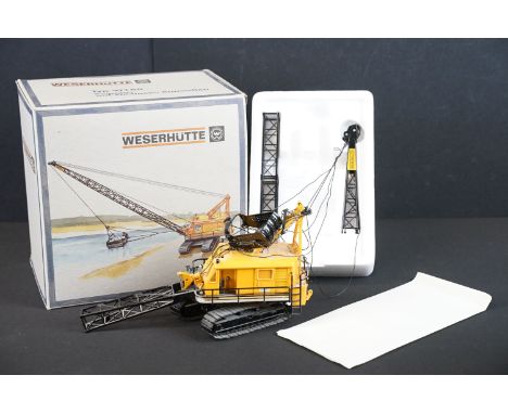 Boxed NZG 1/50 scale Model No. 500 Weserhutte Typ W180 Dragline Crawler diecast model, in inner polystyrene packaging, diecas