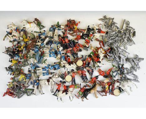 Collection of mid 20th C metal figures to include Britains, Charbens etc, features various military and Wild West series, sho