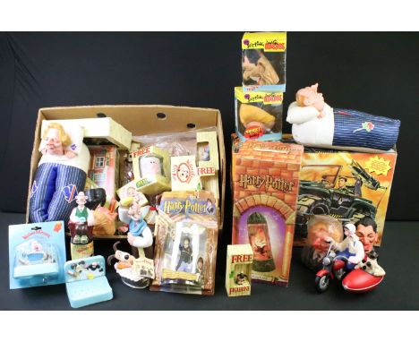 Collection of various toys and games to include Mattel Harry Potter figure, Bendy The Spitting Image Box Margaret Thatcher an