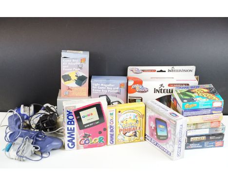 Retro Gaming - Three boxed Nintendo Game Boy consoles to include Game Boy Color (in pink), Game Boy Advance (in pink) &amp; G