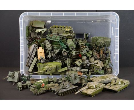 Collection of around 100 mainly Dinky army related diecast models to include Leopard Tank, Chieftain Tank, 88mm gun, Military