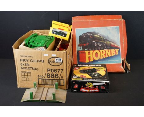 Group of toys to include boxed Tomy Grandstand Munchman retro gaming console, boxed Hornby O gauge Passenger Set No 21 comple