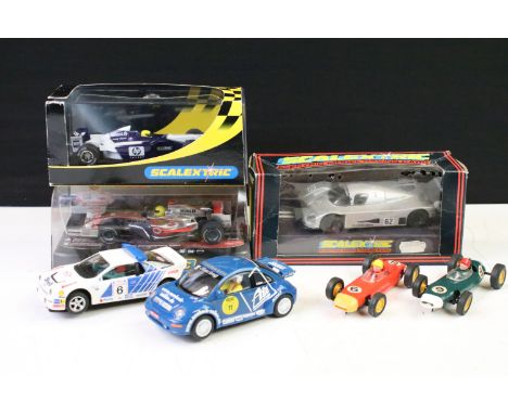 Three boxed / cased Scalextric slot cars to include C468 Sauber Mercedes, C2424 Ford GT40 MKII Collectors Club 2003 and C2865