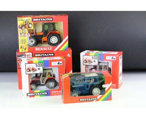 Five boxed Britains diecast tractor farming models to include 2 x 9520 Massey Ferguson Tractor MF2680, 9523 Ford TW20 Tractor