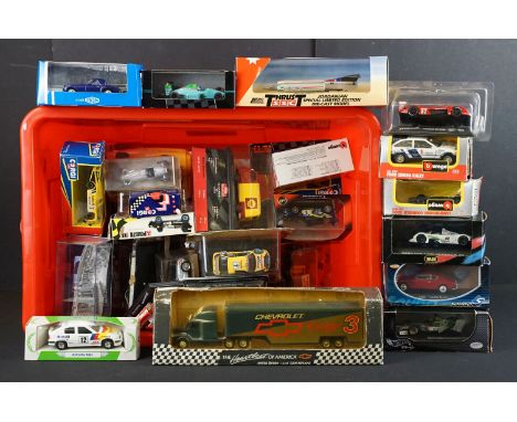 Collection of around 50 various boxed / cased diecast models to include Burago Ford Sierra Rally, Solido Lancia Aurelia 1951,