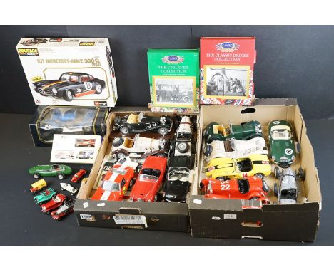 Collection of 15 Burago 1/18 scale diecast model sports cars / racing cars to include Mercedes-Benz 300 SL (kit built, boxed)