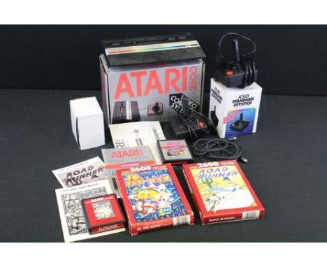 Retro Gaming - A boxed Atari 2600 Video Computer System (with power supply, joystick, manual &amp; Centipede game), plus 2 x 