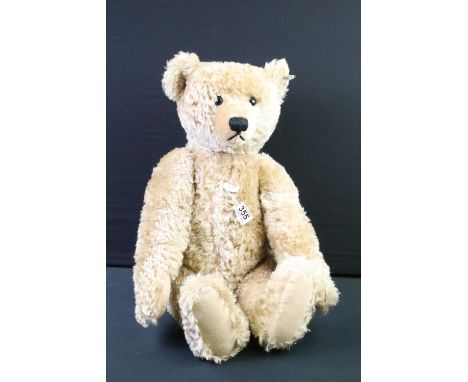 Steiff 406058 1909 Replica teddy bear, wavy blonde mohair, ltd edn 3662 of 5000, with chest tag, button &amp; white tag to ea
